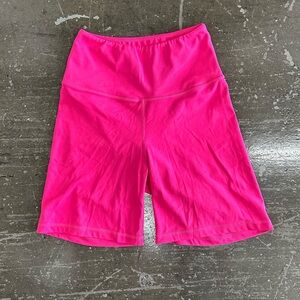 Hot Pink High-Waisted Biker Legging Shorts